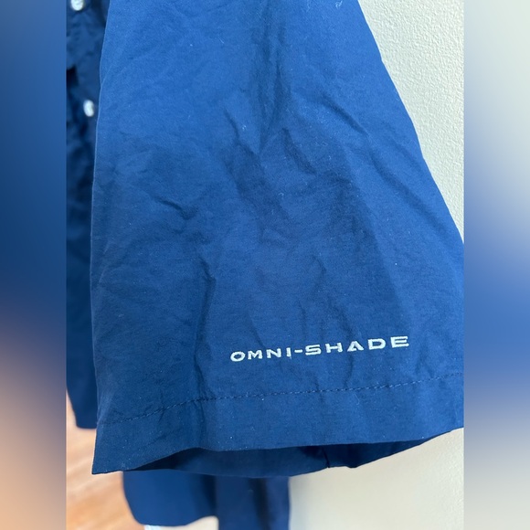 Columbia PFG Bahama Navy Blue Nylon Vented Outdoor Fishing Shirt Mens XLT Tall - Picture 9 of 12